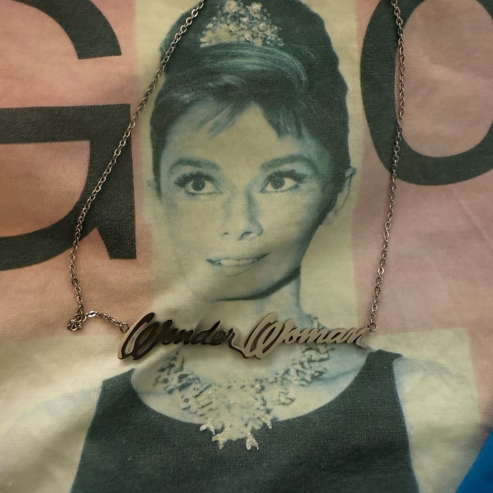 Silver Wonder Woman logo Necklace